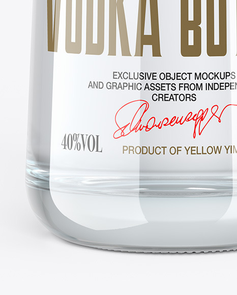 Clear Glass Vodka Bottle with Wooden Cap Mockup PSD #5