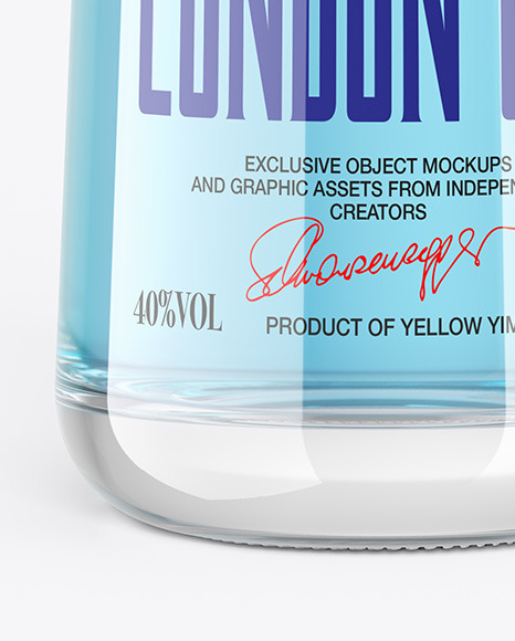 Clear Glass Gin Bottle with Wooden Cap Mockup PSD #5
