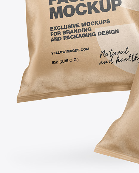 Two Kraft Snack Packages Mockup PSD #7
