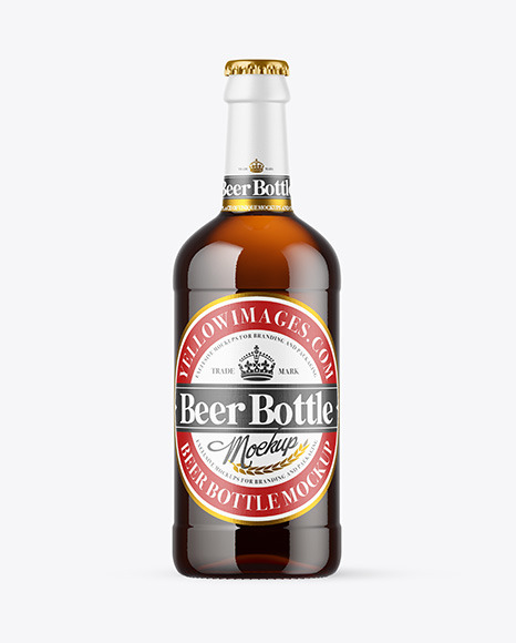 Amber Glass Beer Bottle Mockup