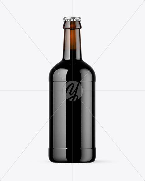 Amber Glass Dark Beer Bottle Mockup PSD #1