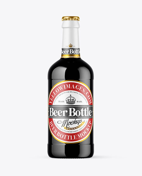 Amber Glass Dark Beer Bottle Mockup PSD #2