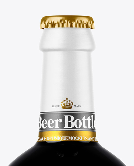 Amber Glass Dark Beer Bottle Mockup PSD #3