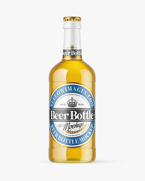 Clear Glass Lager Beer Bottle Mockup