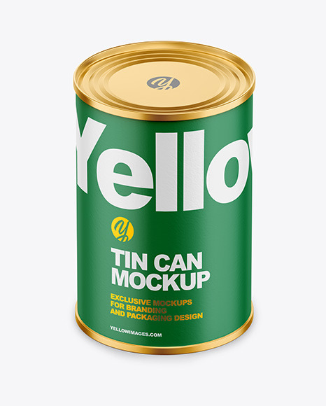 Tin Can with Paper Finish Mockup PSD #2