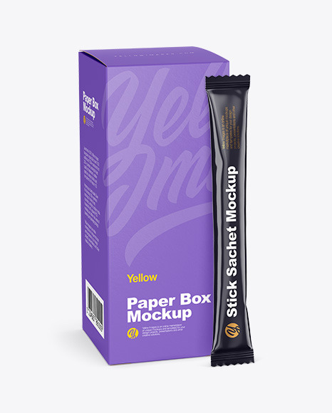 Glossy Stick Sachet w  Paper Box Mockup PSD #7