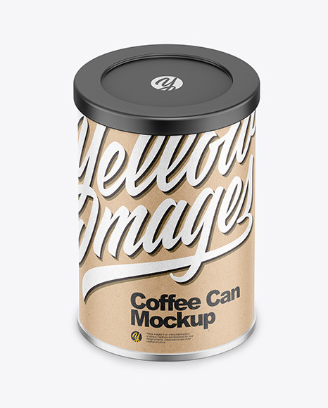 Coffee Tin Can with Kraft Finish Mockup PSD #2