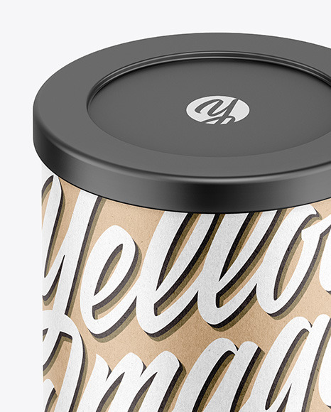 Coffee Tin Can with Kraft Finish Mockup PSD #3