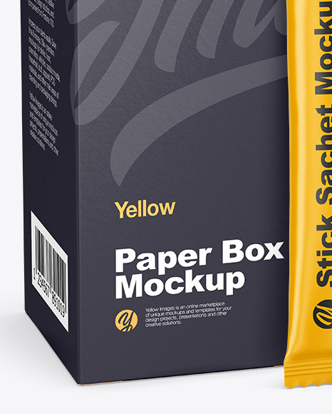 Matte Stick Sachet w  Paper Box Mockup PSD #5