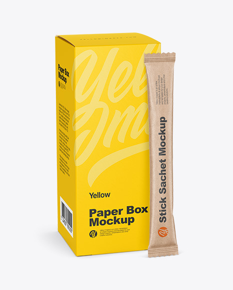 Download Kraft Stick Sachet W Paper Box Mockup In Sachet Mockups On Yellow Images Object Mockups