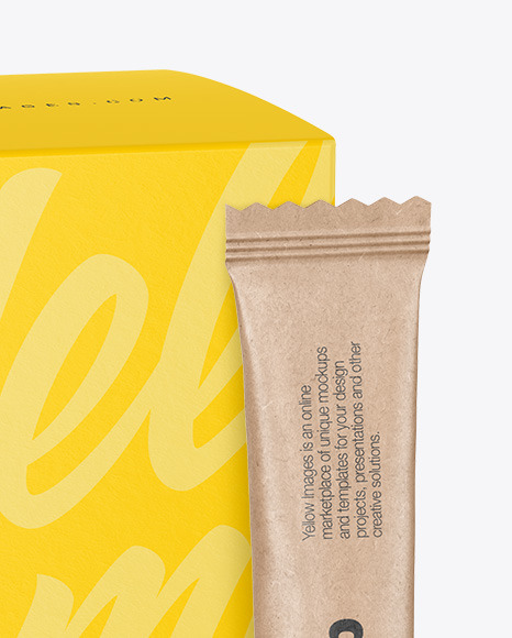 Kraft Stick Sachet w  Paper Box Mockup PSD #1