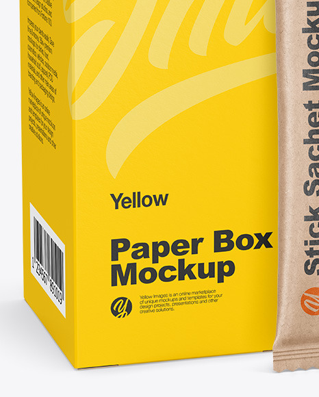 Kraft Stick Sachet w  Paper Box Mockup PSD #6