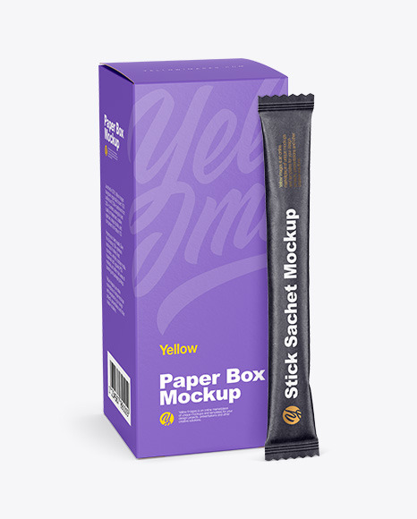 Kraft Stick Sachet w  Paper Box Mockup PSD #7