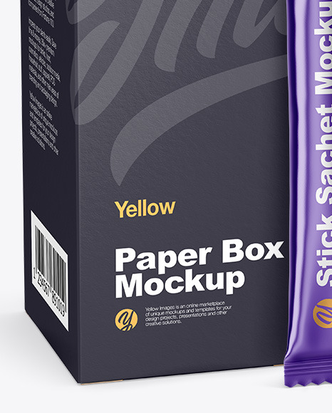 Download Matte Metallic Stick Sachet W Paper Box Mockup In Sachet Mockups On Yellow Images Object Mockups