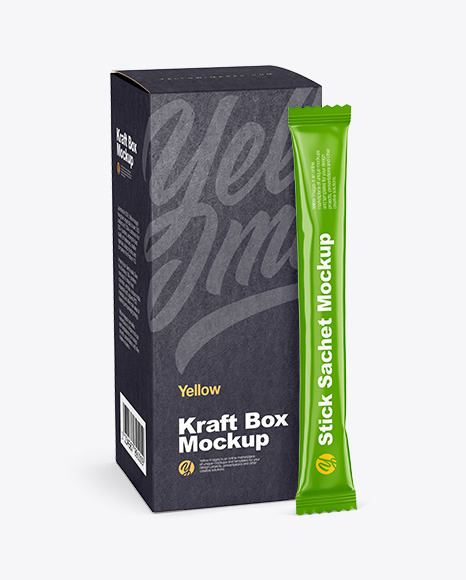 Glossy Stick Sachet w  Kraft Box Mockup PSD #7