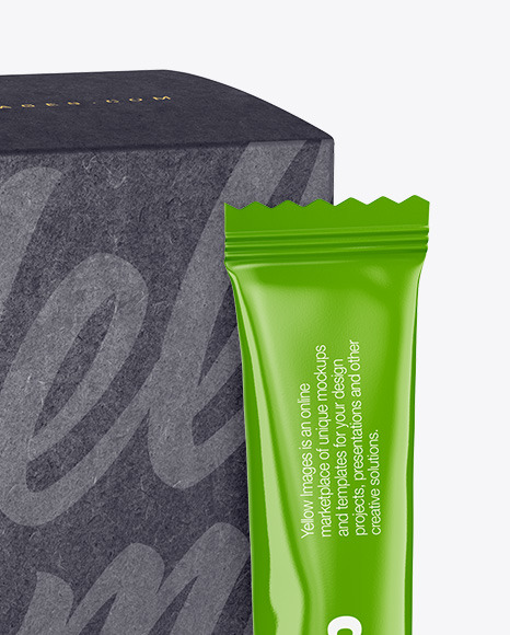 Glossy Stick Sachet w  Kraft Box Mockup PSD #5