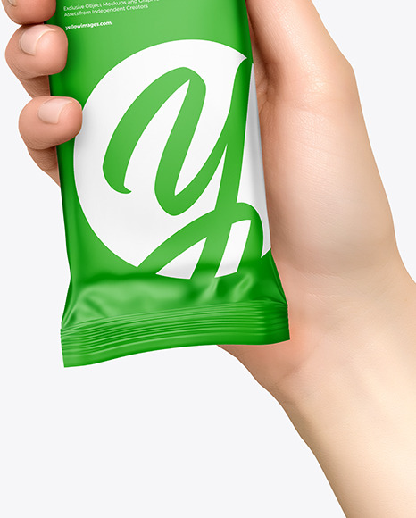 Matte Snack Bar in a Hand Mockup PSD #1