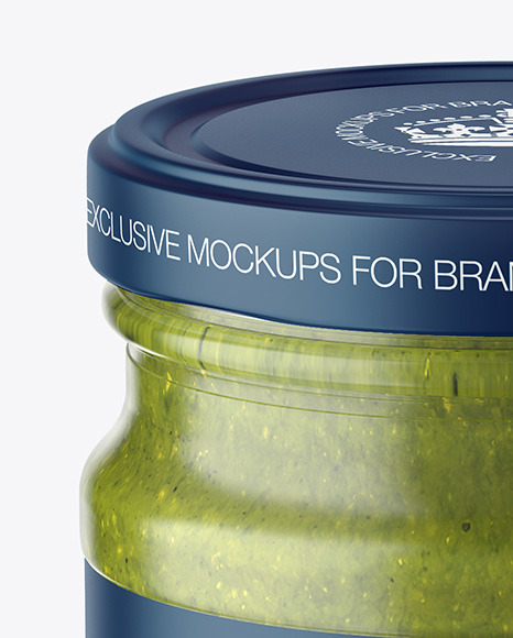 Glass Jar with Pesto Sauce Mockup PSD #2