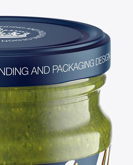 Glass Jar with Pesto Sauce Mockup PSD #1