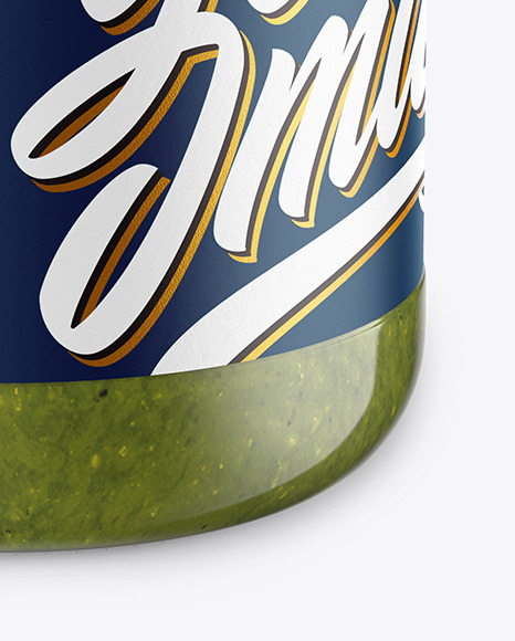 Glass Jar with Pesto Sauce Mockup PSD #7