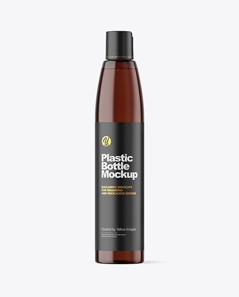 Amber Plastic Bottle Mockup