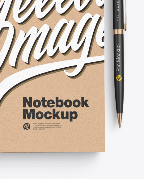 Kraft Notebook With Pen Mockup PSD #1