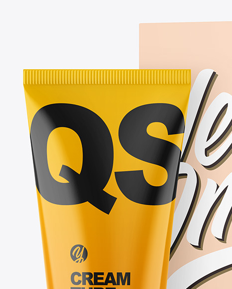 Glossy Cosmetic Tube with Box Mockup PSD #6