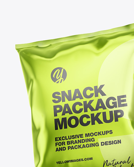 Two Glossy Metallic Snack Packages Mockup PSD #1