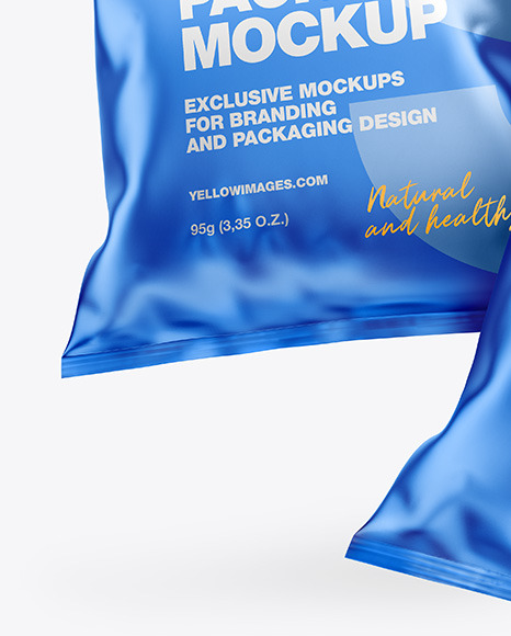 Two Matte Metallic Snack Packages Mockup PSD #7