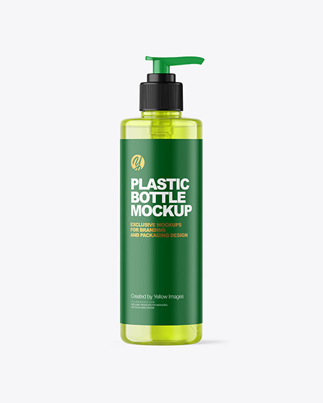 500ml Color Plastic Cosmetic Bottle with Pump Mockup