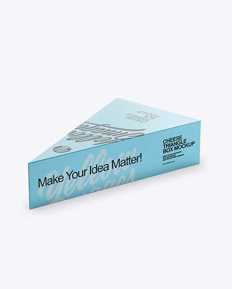 Glossy Metallic Cheese Triangle Box Mockup