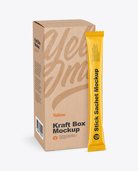 Stick Sachet with Kraft Box Mockups 01