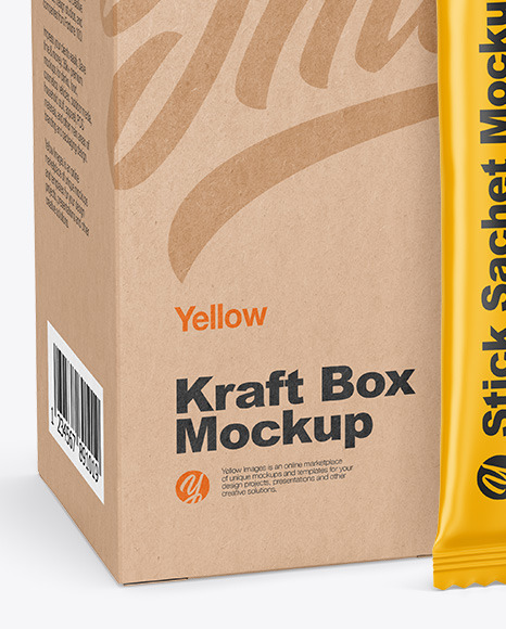 Matte Stick Sachet w  Kraft Box Mockup PSD #6