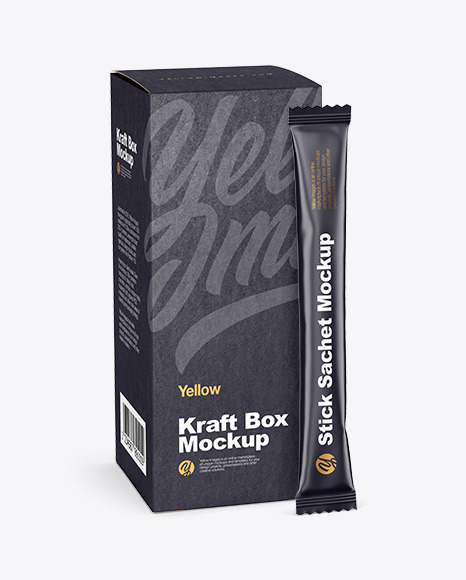 Matte Stick Sachet w  Kraft Box Mockup PSD #7