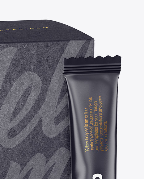 Matte Stick Sachet w  Kraft Box Mockup PSD #5