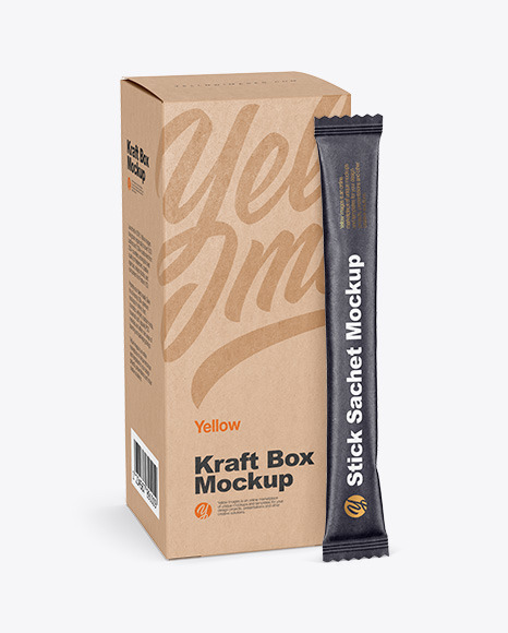 Stick Sachet with Kraft Box Mockups 01