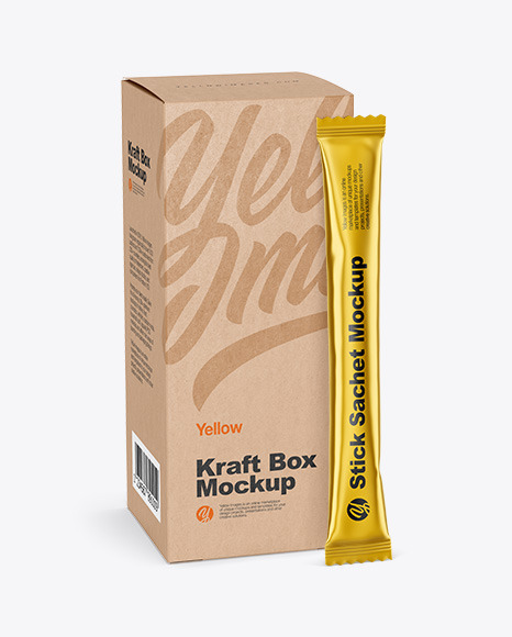Stick Sachet with Kraft Box Mockups 01