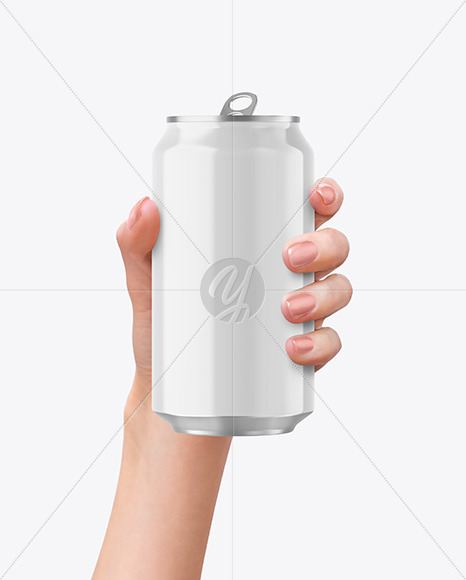 Download Aluminium Can With Glossy Finish In A Hand Mockup In Can Mockups On Yellow Images Object Mockups