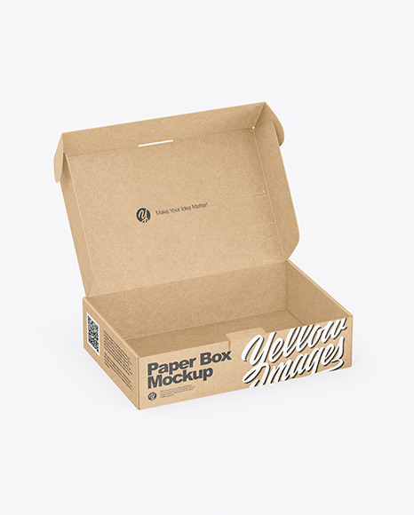 Download Opened Kraft Box Mockup In Box Mockups On Yellow Images Object Mockups