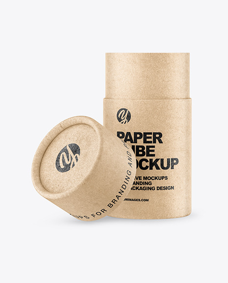 Opened Kraft Paper Tube Mockup