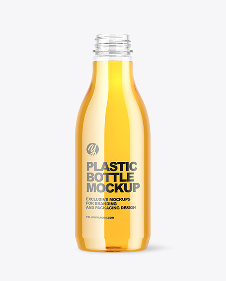 Clear Plastic Apple Juice Bottle Mockup PSD #2