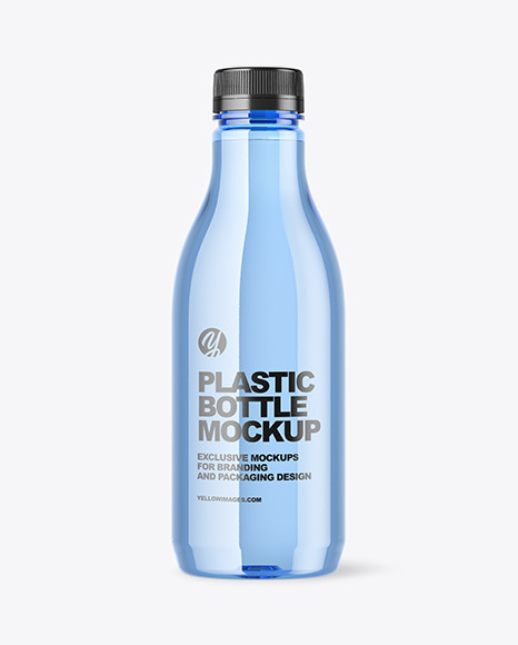 Blue Plastic Water Bottle Mockup