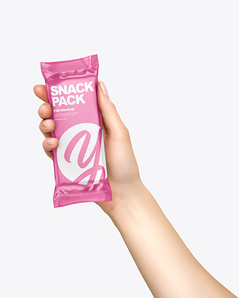 Glossy Snack Bar in a Hand Mockup