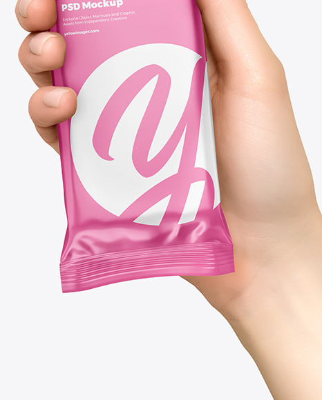 Glossy Snack Bar in a Hand Mockup PSD #1