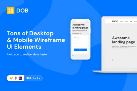 DOB Desktop &amp; Mobile Wireframe Web UI Kit