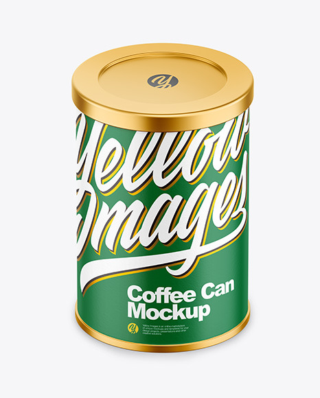 Coffee Tin Can with Paper Finish Mockup