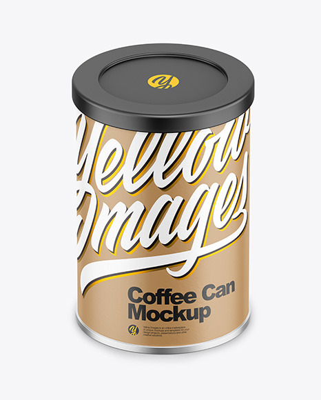 Coffee Tin Can with Paper Finish Mockup PSD #2