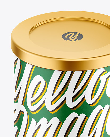 Coffee Tin Can with Paper Finish Mockup PSD #1