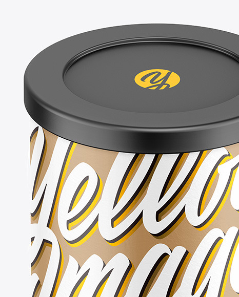 Coffee Tin Can with Paper Finish Mockup PSD #7