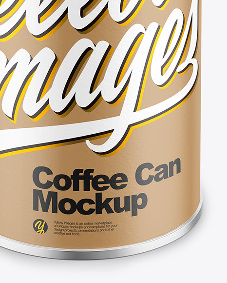 Coffee Tin Can with Paper Finish Mockup PSD #5
